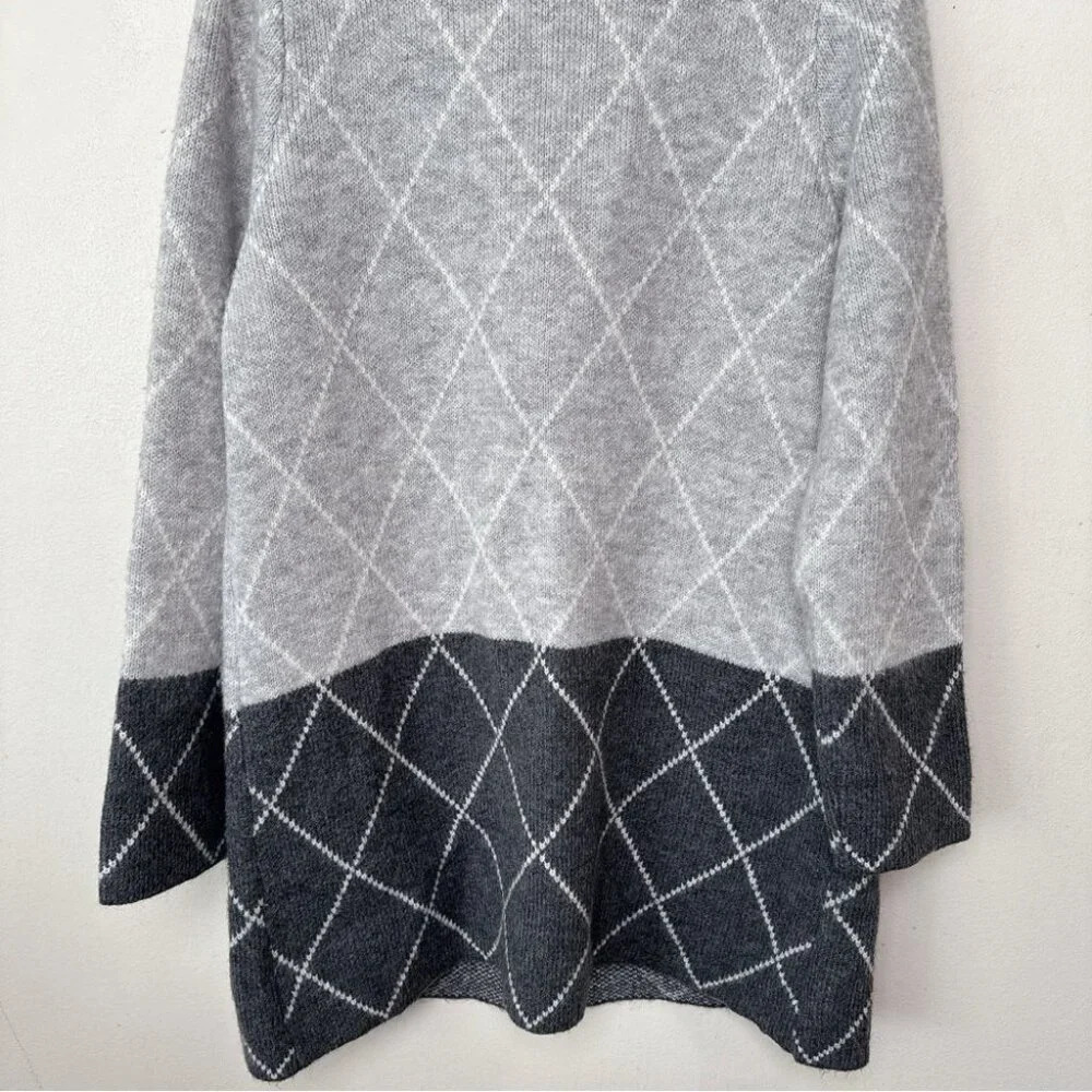 Tahari Womens Xlarge Argyle Long Grey Open Cardigan - Picture 14 of 15